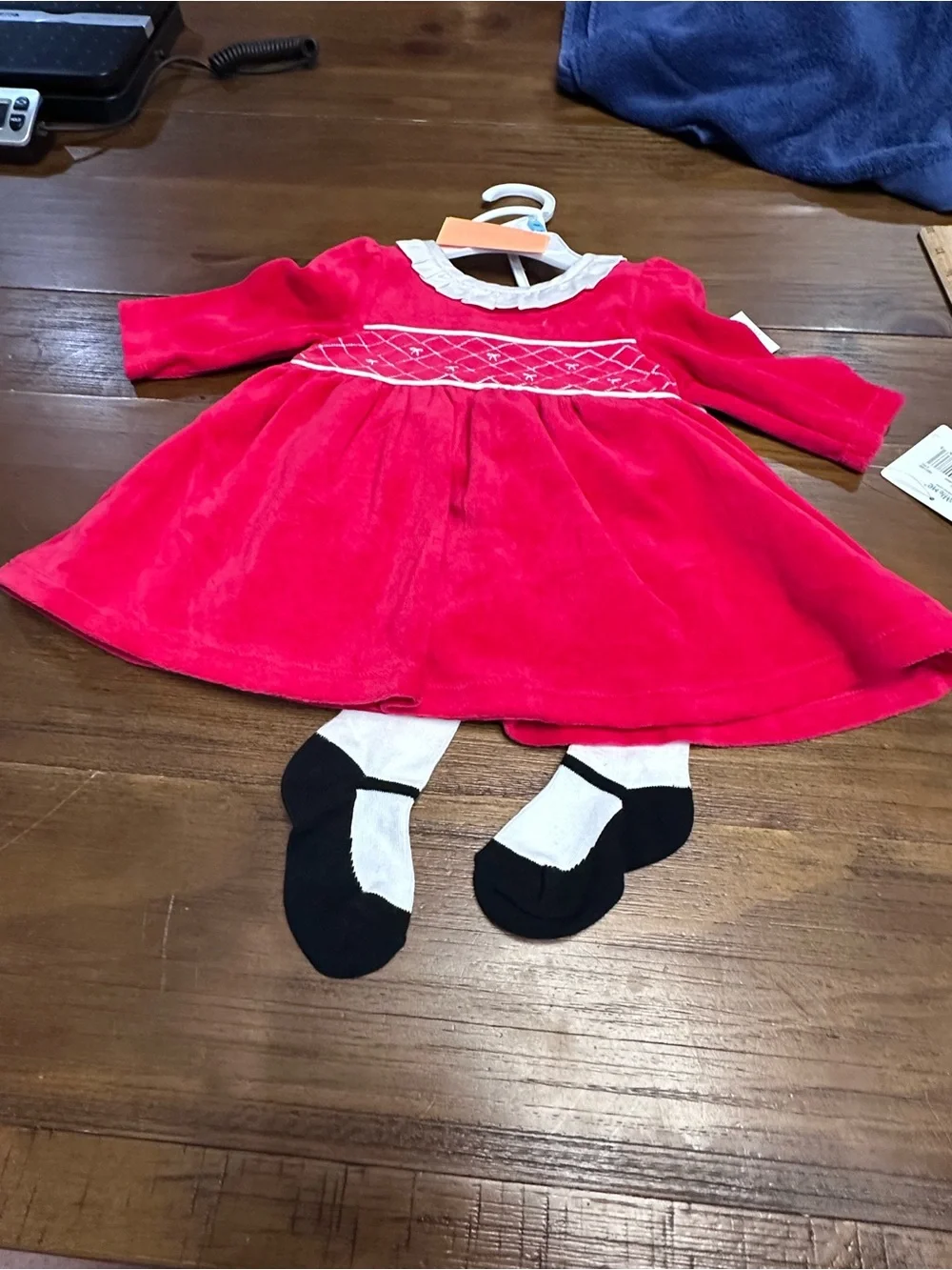 Little Me Baby Girls Red Velour‎ Holiday Dress & Tights Set NWT sizes 3 M and 6M